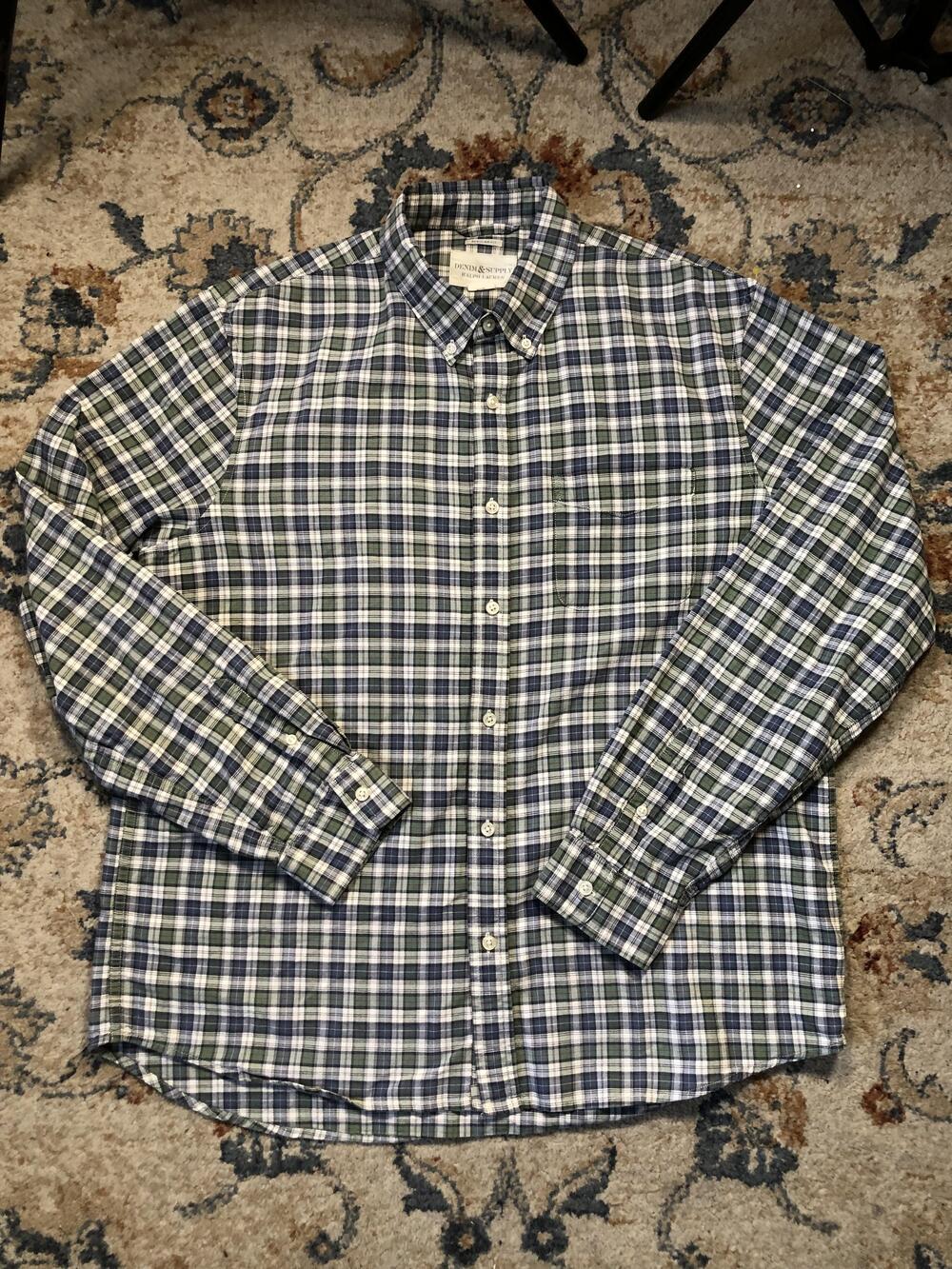 Denim & Supply Ralph Lauren Shirt Mens XL Blue Plaid Button Down Regular Fit